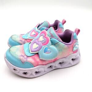 Skechers Heart Lights Lovin Reflection Shoes Lavender/Light Pink Size US9 EU25
